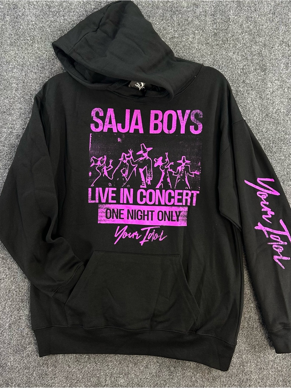 NWT Netflix Adult's KPop Demon Hunters Saja Boys Concert Hoodie Black Medium